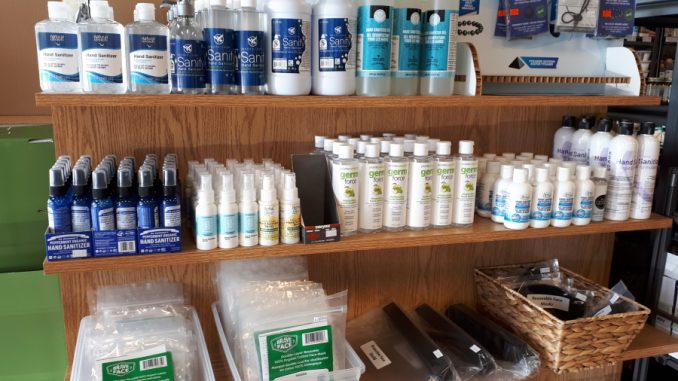covid-19 hand sanitizers at Sigrid's Natural Foods in Kingston