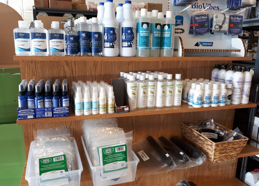 covid-19 hand sanitizers at Sigrid's Natural Foods in Kingston